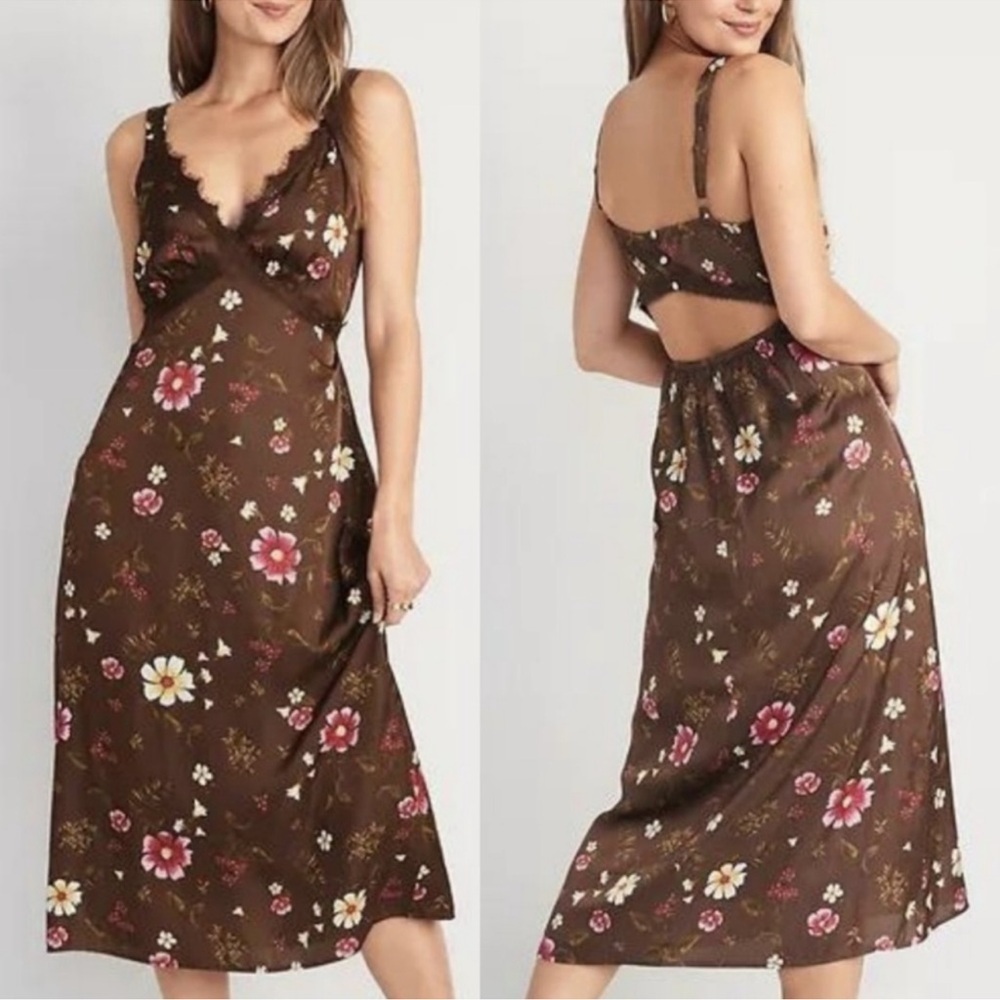 Old Navy Lace-Trimmed Satin Cami Shift Dress for Women size XXL New